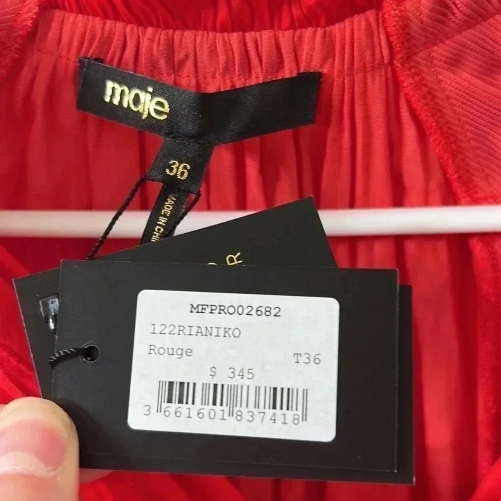 NWT Maje Short Satin Smocked Dress